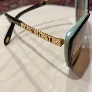 Tiffany & Co sunglasses in case black & turquoise crystals on arms XII IX VI III Tiffany Crystal TF4053-B Sunglasses Black Blue 1653573  main image 4
